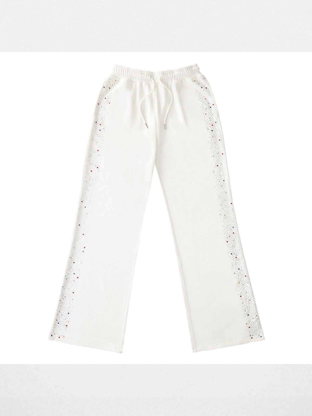 CFIERCE Crying Unicorn Rhinestone Joggers in White