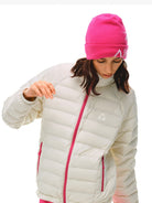 FPA Contrast Zip Down Puffer in White - On Female Model