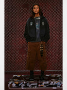 SOD Washed Layered Zip Up Hoodie in Black - On Model