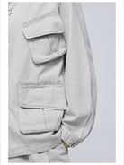 Simple Project Washed Four Pocket Denim Jacket in White - On Male Model