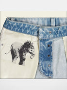 FaxCopyExpress Washed Gardener Denim Shorts in Blue - Detail