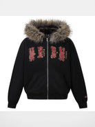 MEDM Horsehair Patch Fur Hood Jacket in Black