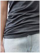 RandomPiece Silk Blend Graphic T Shirt in Gray - On Model