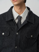 ROYA Sueded Cone Mills Denim Jacket in Black - On Model