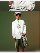 CFIERCE Chain Detail Elf Ear Hat in Gray - On Male Model