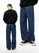 MEDM Washed Wide Leg Jeans in Denim - On Model