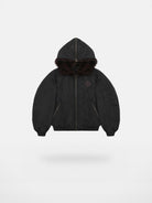 MASONPRINCE Faux Fur Hooded Puffer Bomber in Black
