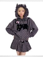 CFIERCE Embroidered Cat Tail Bubble Skirt in Gray - On Model