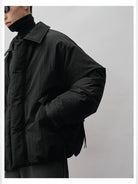 NANS Crinkled Metallic Down Puffer in Black