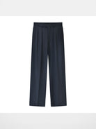Roolrren Homme Pleated Wool Trousers in Navy Blue