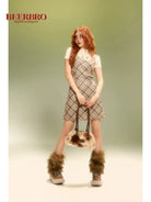 BeerBro Plaid Mesh Mini Dress in Yellow - On Model