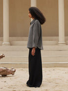 alright then Houndstooth Wool Blend Half Zip Jacket in Gray - On Model