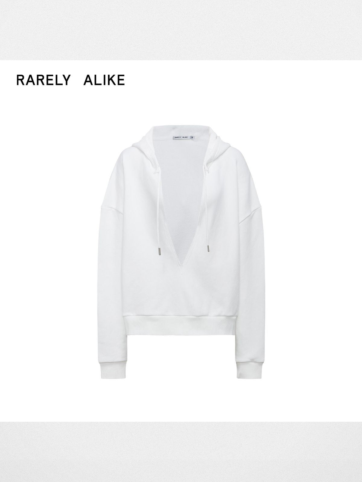 RARELY ALIKE Deep V Neck Cropped Hoodie in White