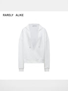 RARELY ALIKE Deep V Neck Cropped Hoodie in White