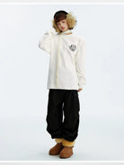 MEDM German Velvet Thermal Crewneck in White - On Female Model