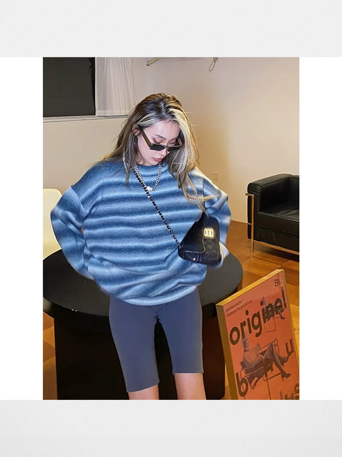 BeerBro Gradient Striped Knit Sweater in Blue