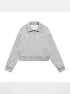 Simple Project Mock Neck Half Zip Sweatshirt in Gray