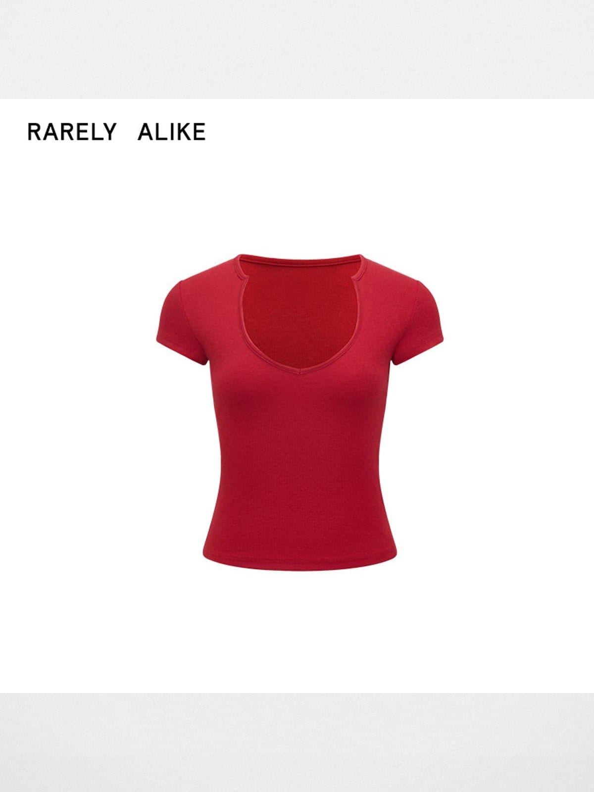 rarely alike Cup Neck Short Sleeve Tee in Red
