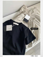 Rarely Alike Fitted Cropped Cotton T Shirt in Black