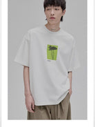 NANS Silent Growth Floral Print T Shirt in White - On Model