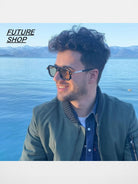 FUTURE UPDATE Oversized Geometric Double Bridge Glasses in Brown - Lifestyle
