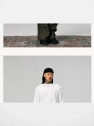 SWFI 260g Cotton Long Sleeve T Shirt in White - On Male Model