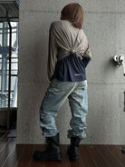 MasonPrince Lightweight Cotton Long Sleeve Tee in Beige - On Female Model