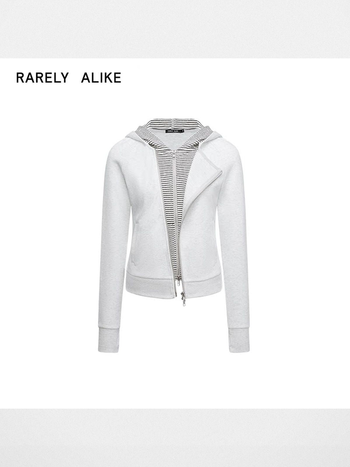 RARELY ALIKE Mock Layered Asymmetric Hoodie in Heather Gray