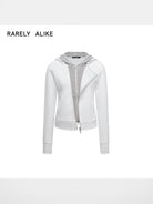 RARELY ALIKE Mock Layered Asymmetric Hoodie in Heather Gray