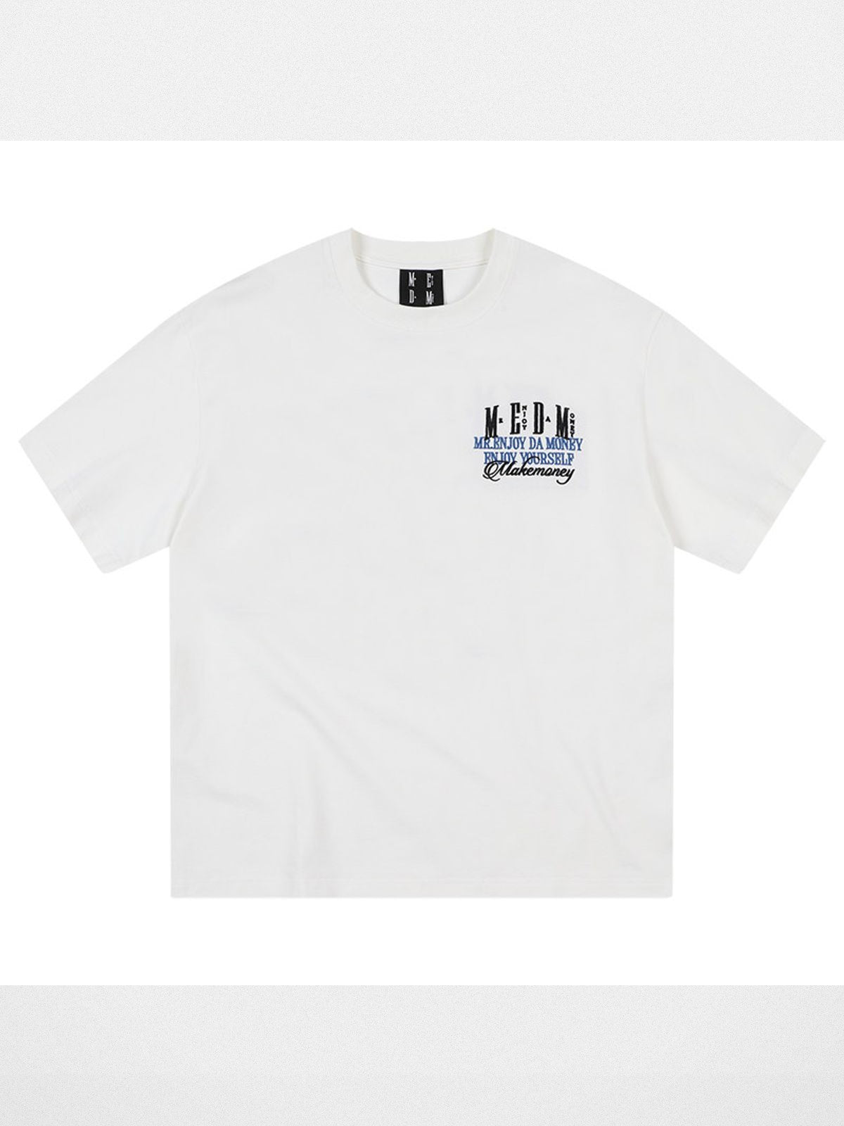 MEDM Retro Typography Chenille T Shirt in White