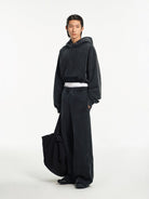 NANS Heavyweight Faded Graphic Hoodie in Gray - On Model