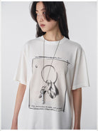 RandomPiece Key Print Cotton T Shirt in White - On Model