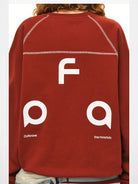 FPA Contrast Stitch Thermal Sweatshirt in Burgundy - On Model