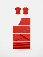 BeerBro Studded Graphic Mock Neck Tee in Red - Detail