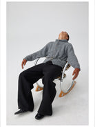 Simple Project Hooded Wool Blend Cardigan in Gray - On Male Model