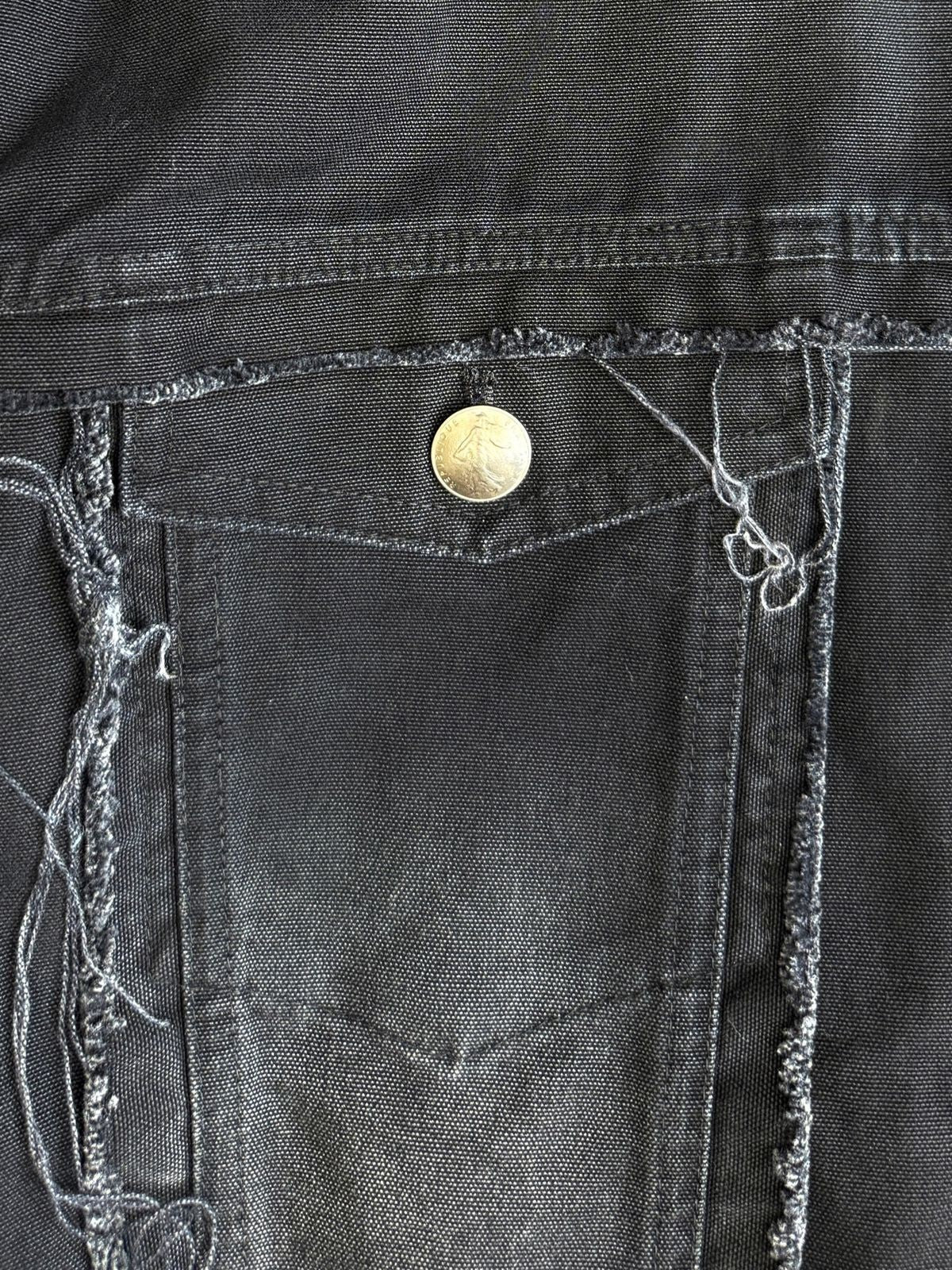 UNKNOWNWORLD Deconstructed Denim Horsehide Jacket in Black - Detail
