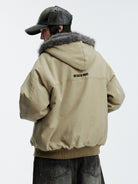 MEDM Canvas Padded Jacket with Buckles in Beige - On Male Model