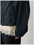 RandomPiece Boxy Cotton Blend Jacket in Navy Blue - Detail