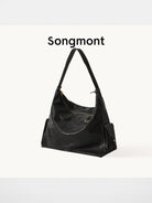 Songmont Large Suede Leather Hobo in Black