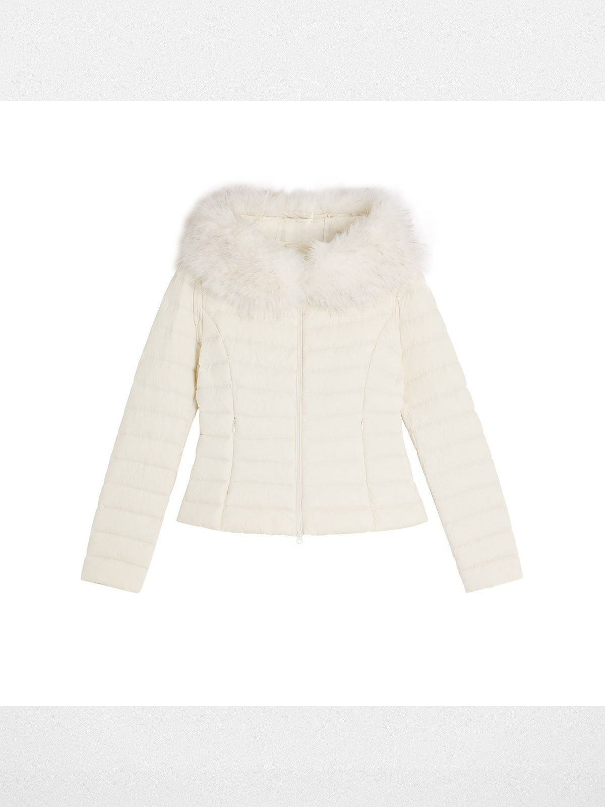 Alright then Slim Faux Fur Down Puffer in White