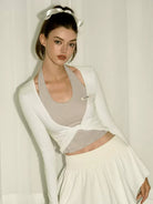 PUKI Mock Layered Halter Top in White