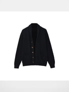 Roolrren Homme Shawl Collar Cotton Blend Cardigan in Black