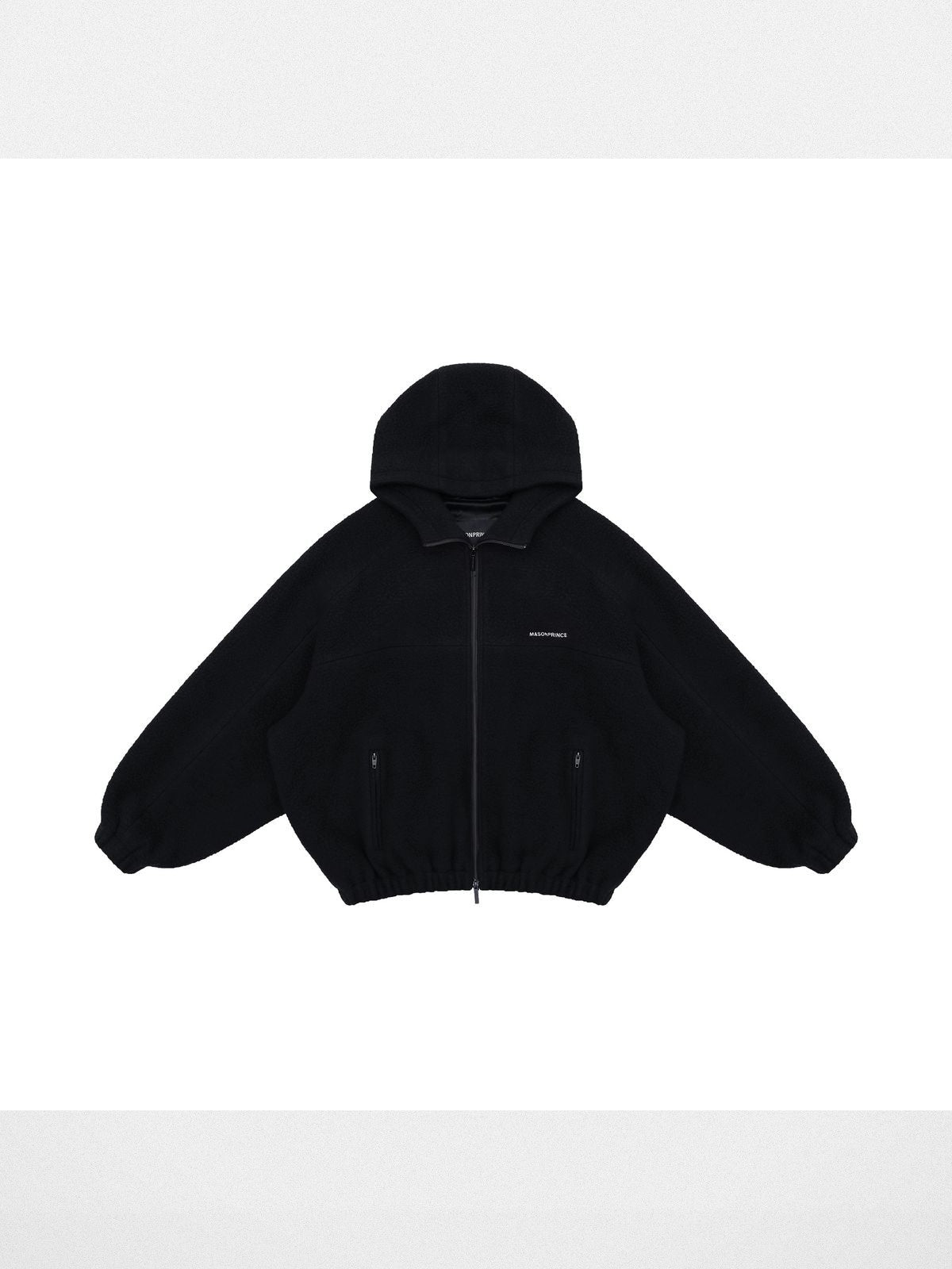 MasonPrince Contrast Logo Fleece Hooded Jacket in Black