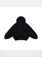 MasonPrince Contrast Logo Fleece Hooded Jacket in Black