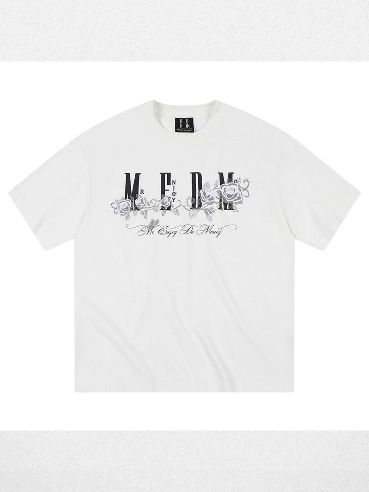 MEDM Ice Rose Beaded Logo Tee in White