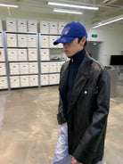 NeverSeez Thinsulate Padded Faux Leather Coat in Black - On Male Model