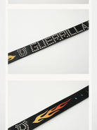 SWFI Flame Carved Studded Leather Belt in Black