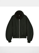 Simple Project Faux Fur Shawl Collar Padded Jacket in Green