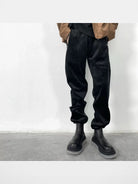 Roolrren Homme Heavyweight Silver Fox Fleece Joggers in Black