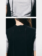 BLINDNOPLAN Contrast Panel Ruched Graphic Tee in White - On Model